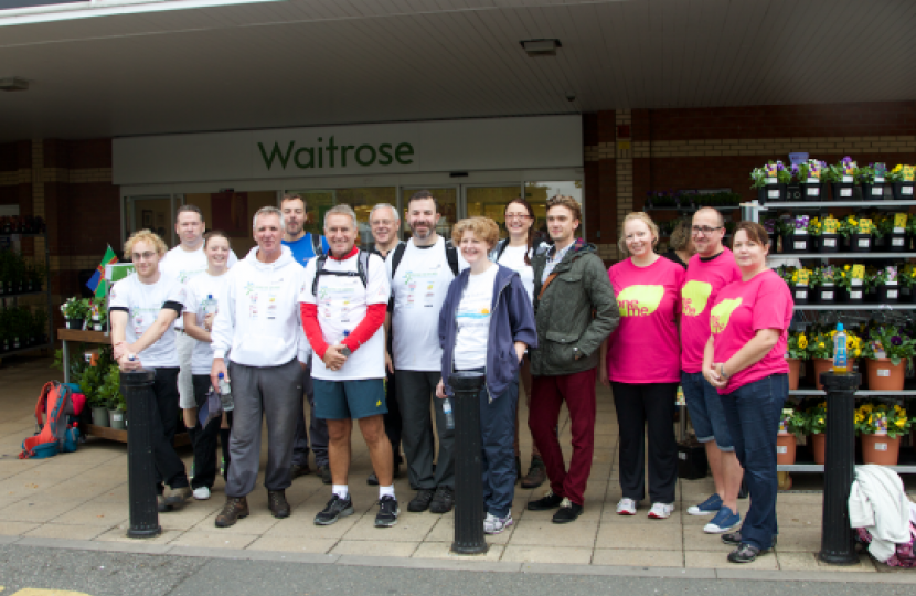 Walkers are welcomed at Waitrose, Lincoln with a drink and flapjack