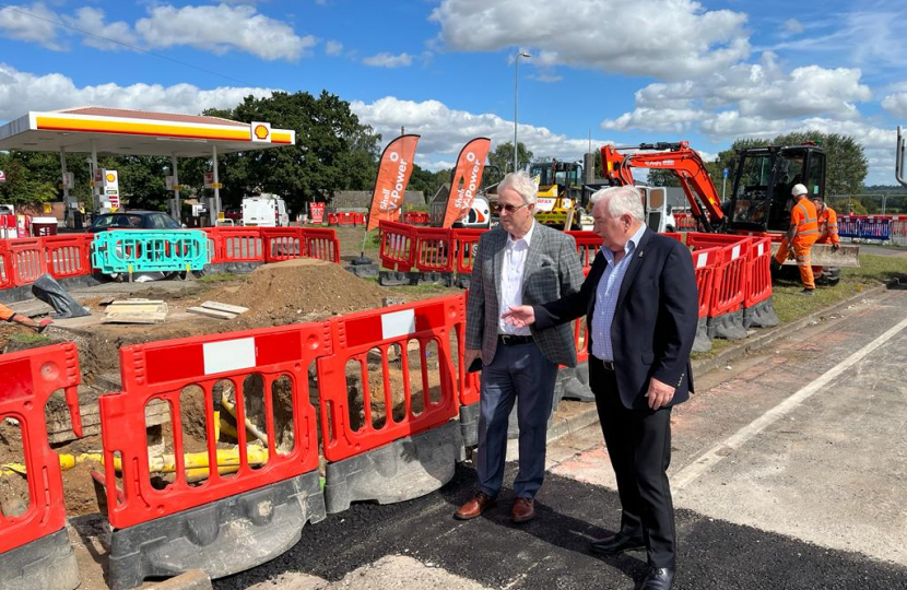 Cllr Strengiel and Cllr Briggs discussing the development at the Birchwood Avenue, Skellingthorpe Road junction.